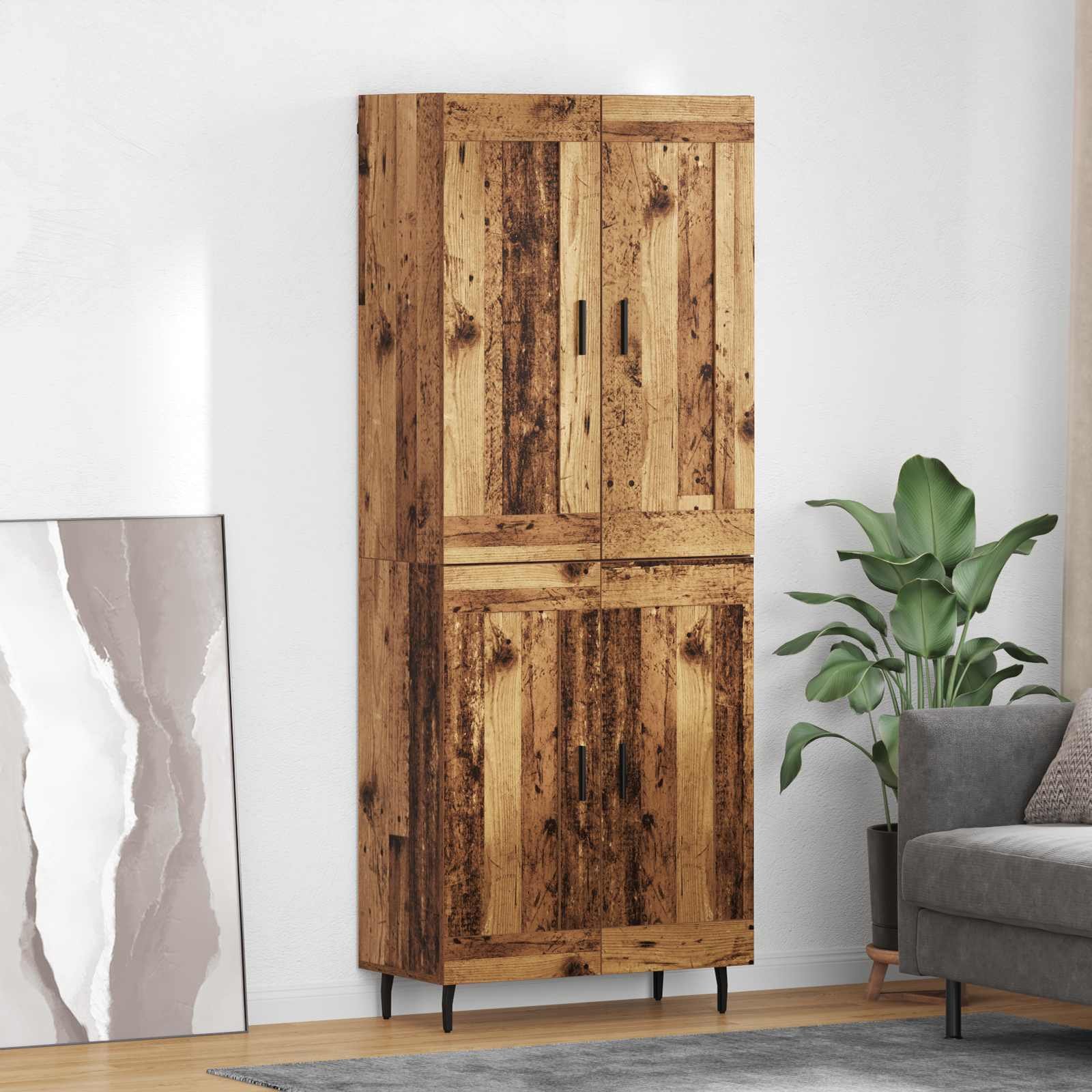 vidaXL Highboard 2 pcs Stare drewno Drewno inżynieryjne i szkło