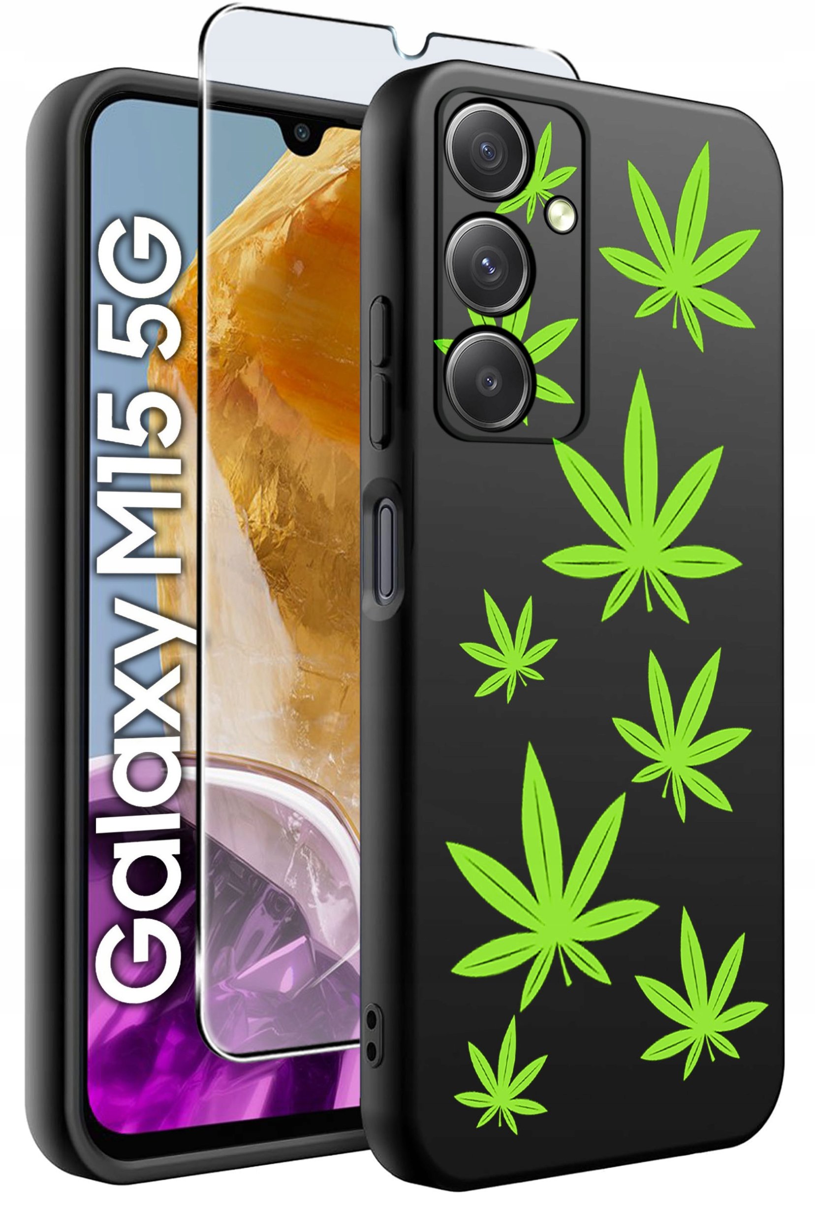 ETUI do Samsung M15 5G WZORY | SILIKONOWE MATT CASE + SZKŁO HARTOWANE 9H