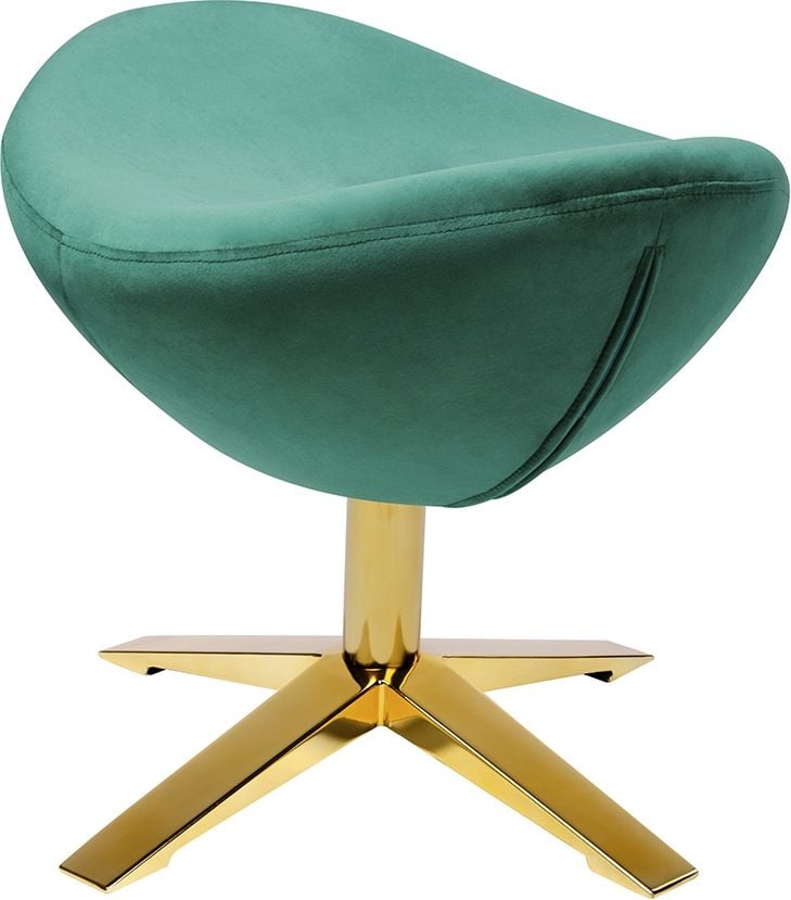 King Home Podnóżek EGG SZEROKI VELVET GOLD ciemny zielony