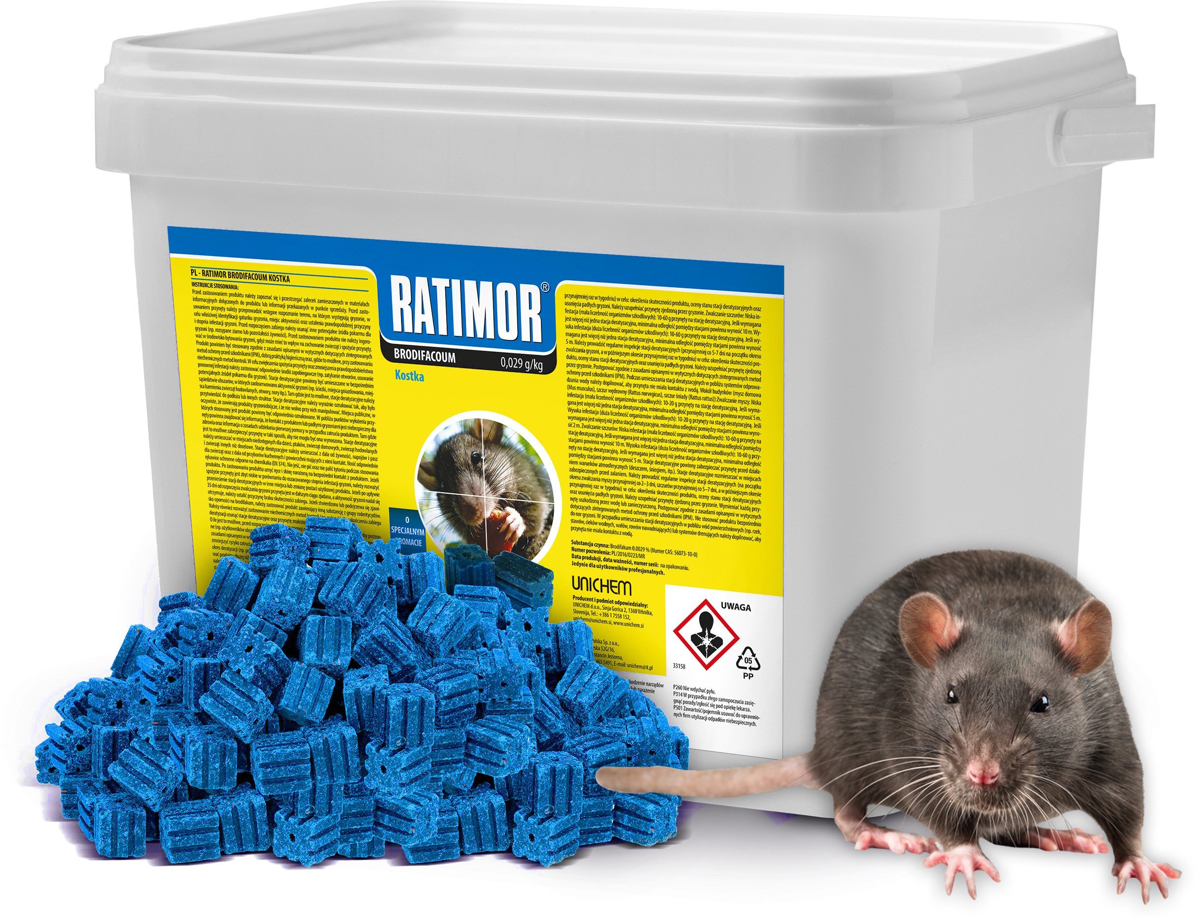 Trutka na Myszy i Szczury Niebieska Kostka Brodifakum 4,5kg Ratimor Trucizna Środek Gryzoniobójczy Przeciw Myszom Szczurom Gryzoniom