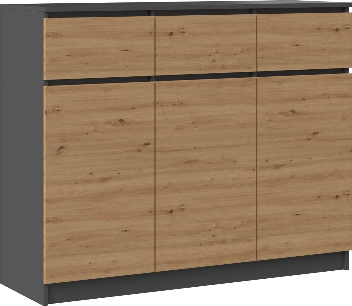 Topeshop Komoda 3D3S 120x40xH97 antracyt/artisan