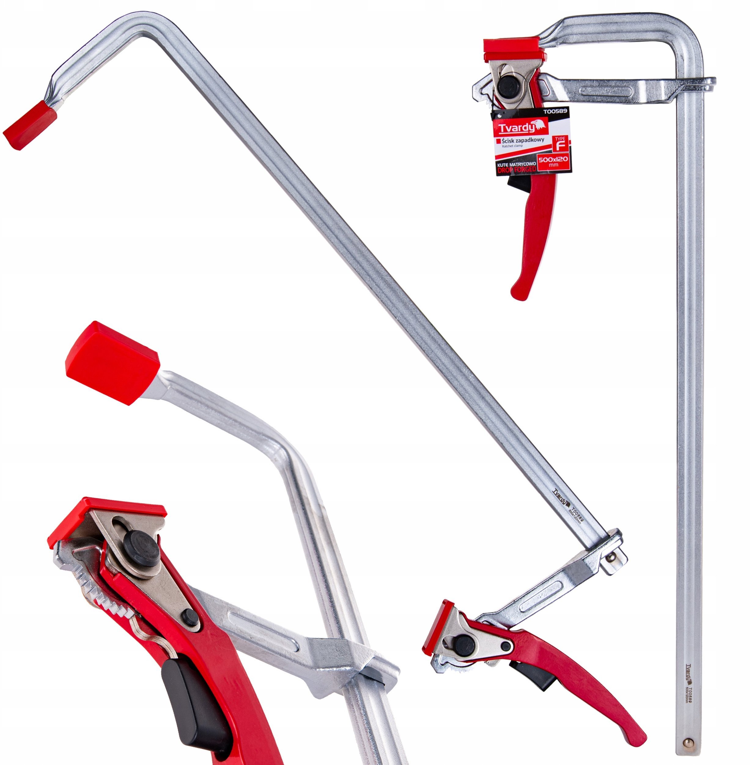 Ścisk zapadkowy kuty typu F 500x120mm (12)