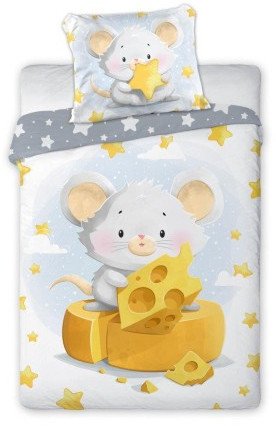 Pościel bawełniana 100x135 do łóżeczka Myszka