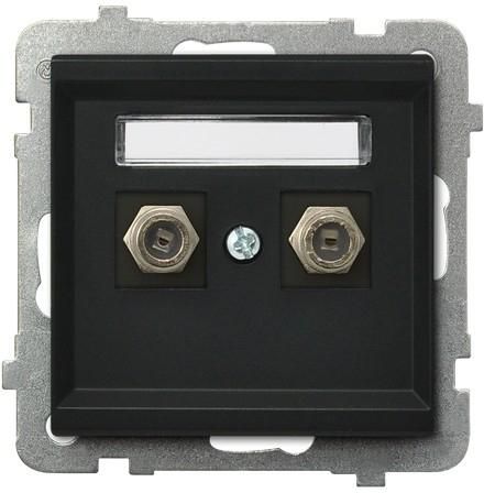 Ospel Gniazdo antenowe Sonata typu F podwójne czarny metalik (GPA-2RF/m/33)