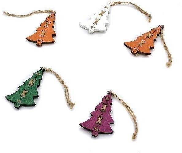 Zawieszka drewniana choinka 5szt