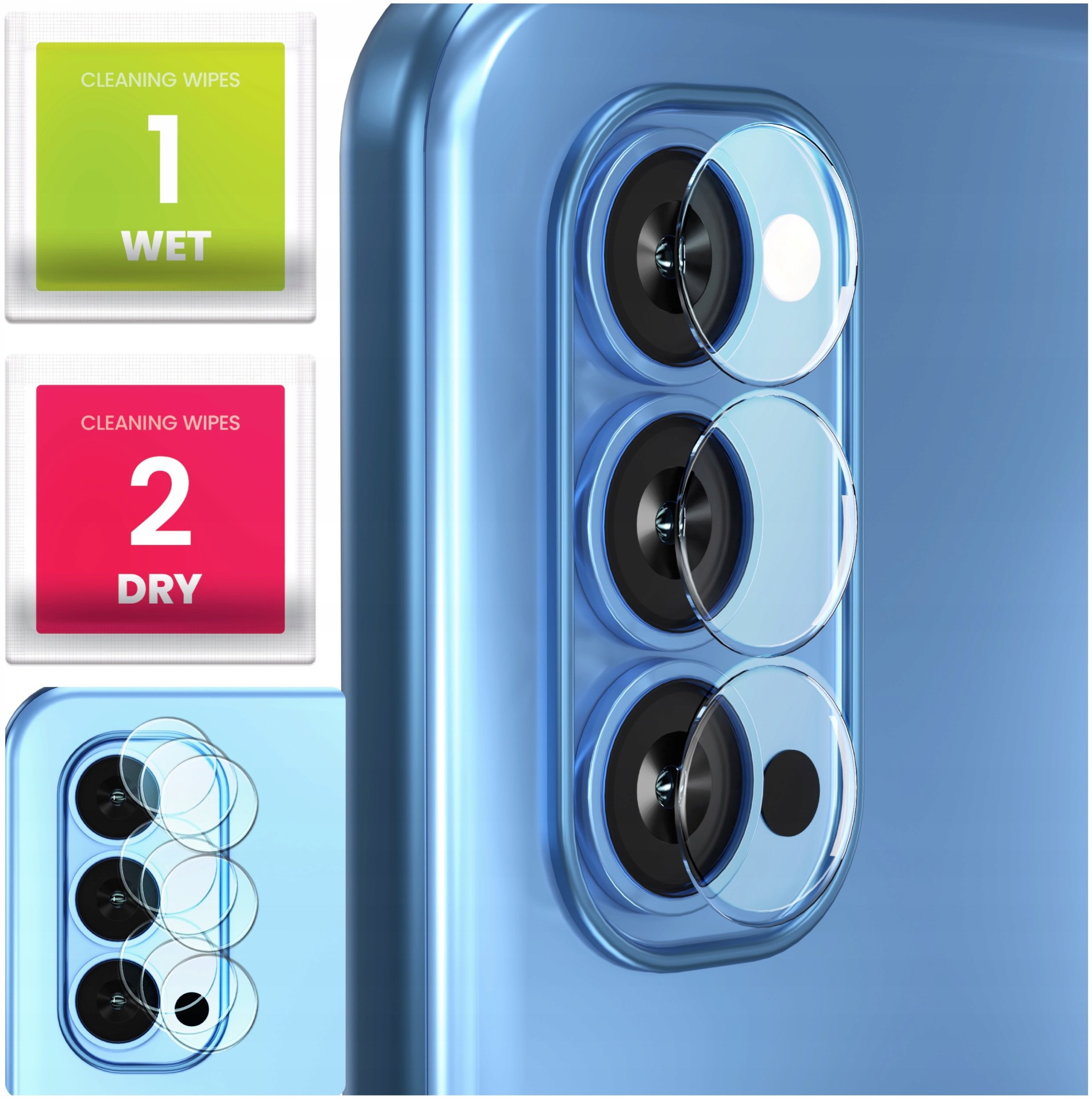 3-PAK Szkło Na Aparat Do Oppo Reno4 (Hartowane, Ochronne, Na Obiektyw, 9H)