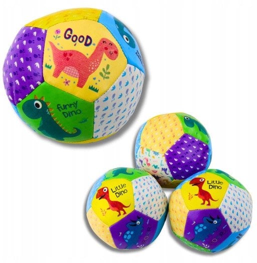 Zestaw Miękkich Piłeczek Z Dinozaurami Kolorowe 9cm 3szt