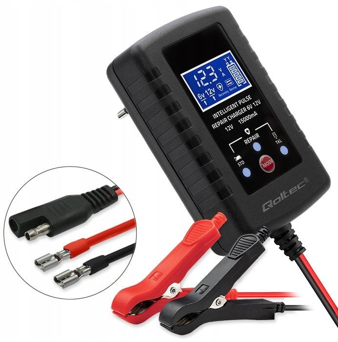 Automatyczna ładowarka do akumulatora AGM GEL STD 6V/12V | 2A | Prostownik z funkcjš naprawy i wywietlaczem LED