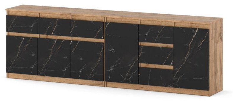 Komoda Nowoczesna Szafka Do Salonu 6 Szuflad 240cm Dąb Wotan San Sebastian