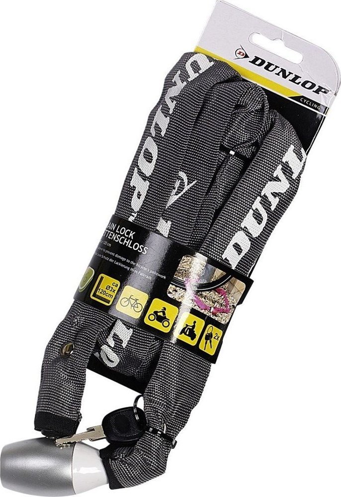 Dunlop Zapięcie rowerowe łańcuch na zamek dł. 120cm Dunlop