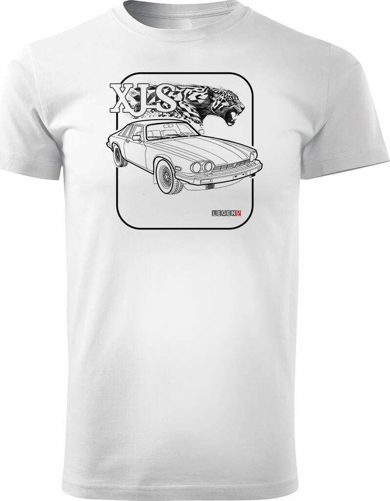 Topslang Koszulka z samochodem jaguar z jaguarem xjs kolekcjonerska męska biała REGULAR XXL