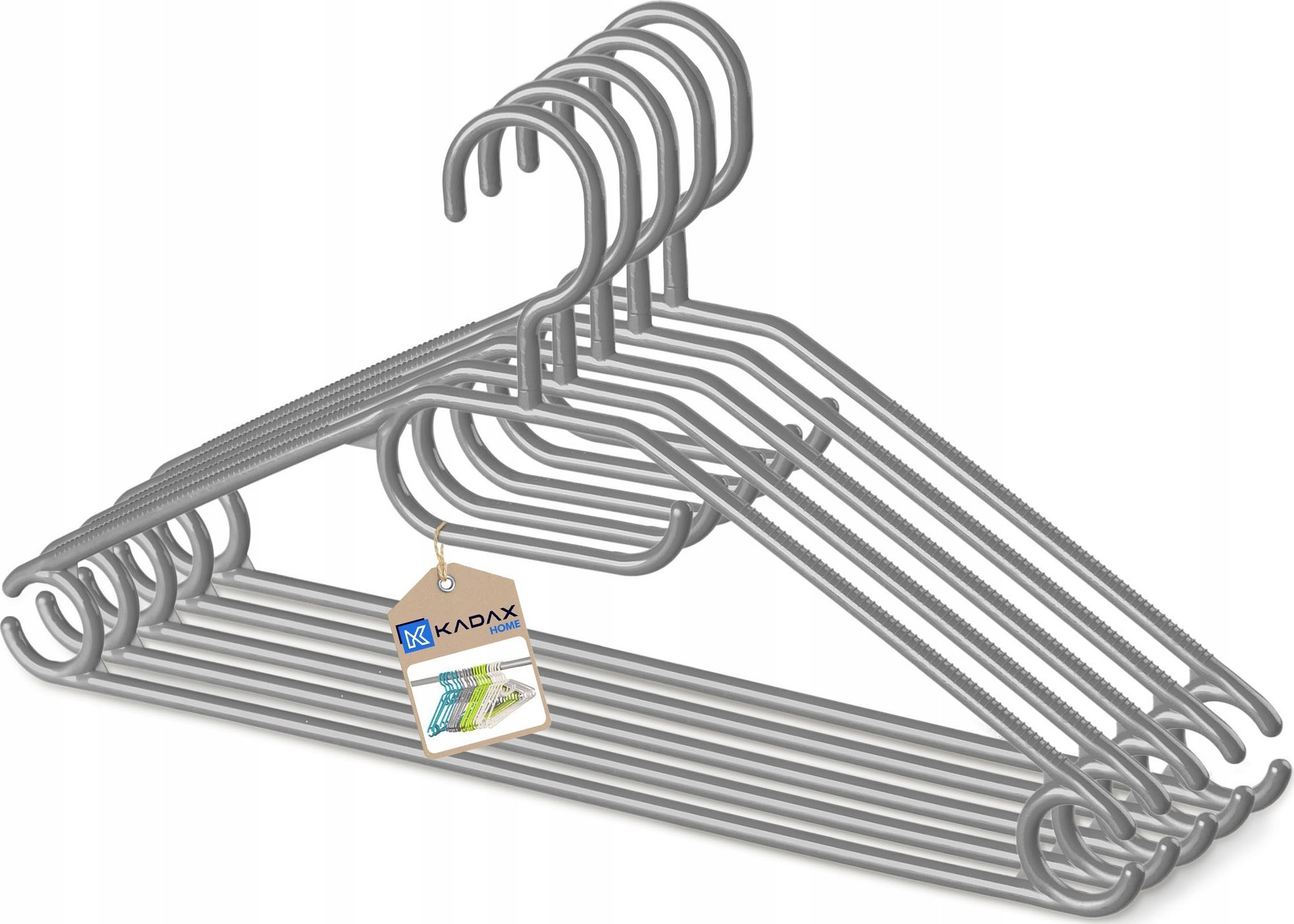 Kadax 5x KADAX Wieszaki Na Ubrania Obrotowe Plastikowe Ubraniowe Odzieżowe Szare