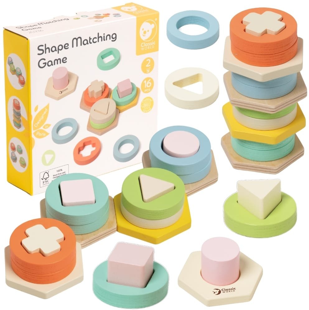 CLASSIC WORLD Sorter Montessori Kształtów i Kolorów Układanka Wieża