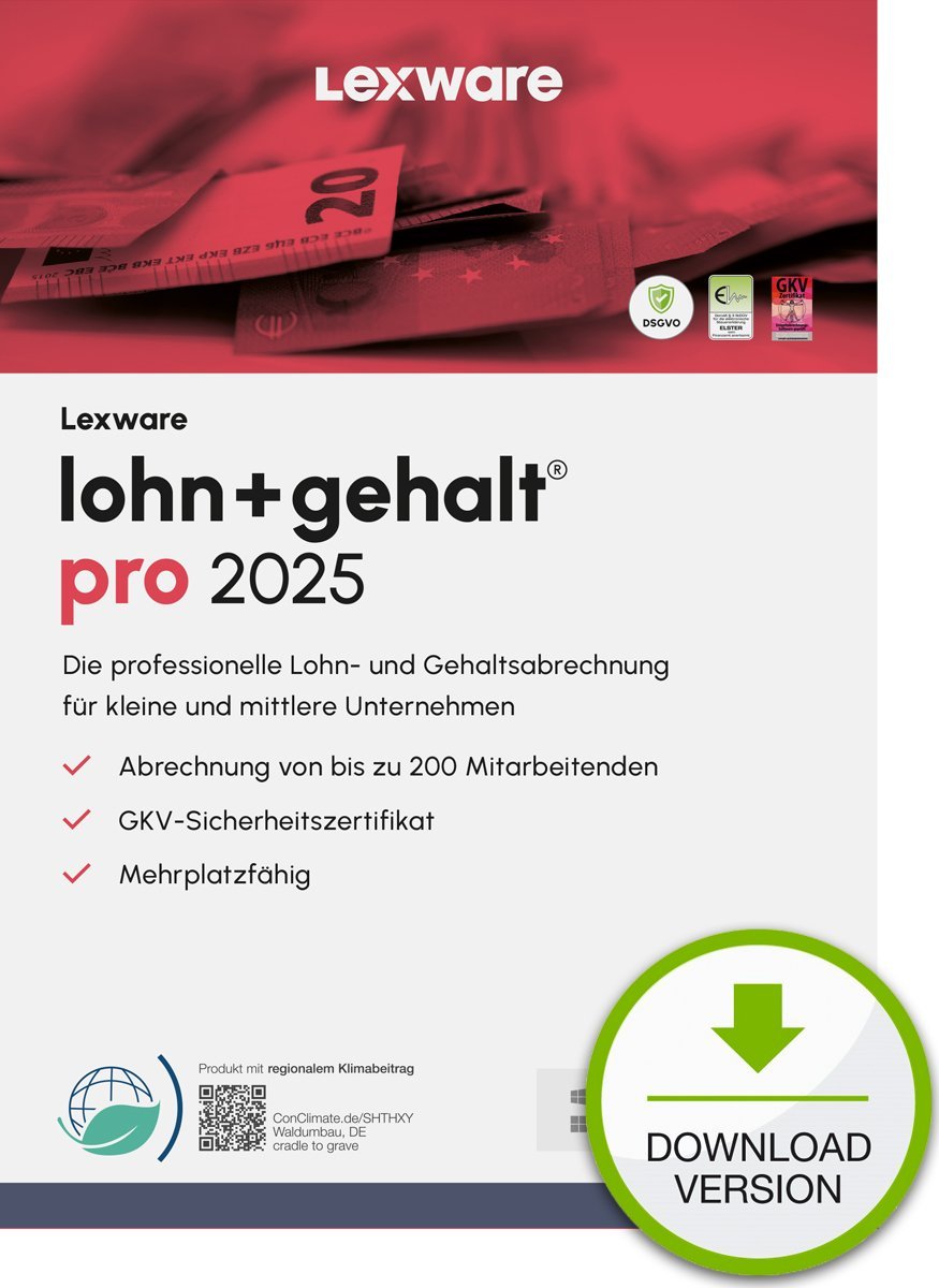 Program Lexware Lohn+Gehalt Pro 2025 - 1 Device, ABO - ESD-DownloadESD