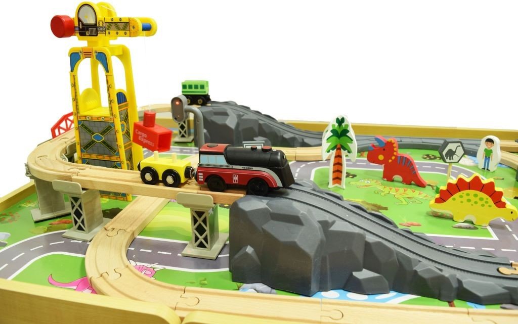 Drewniana kolejna zestaw Krzyś Dino Park