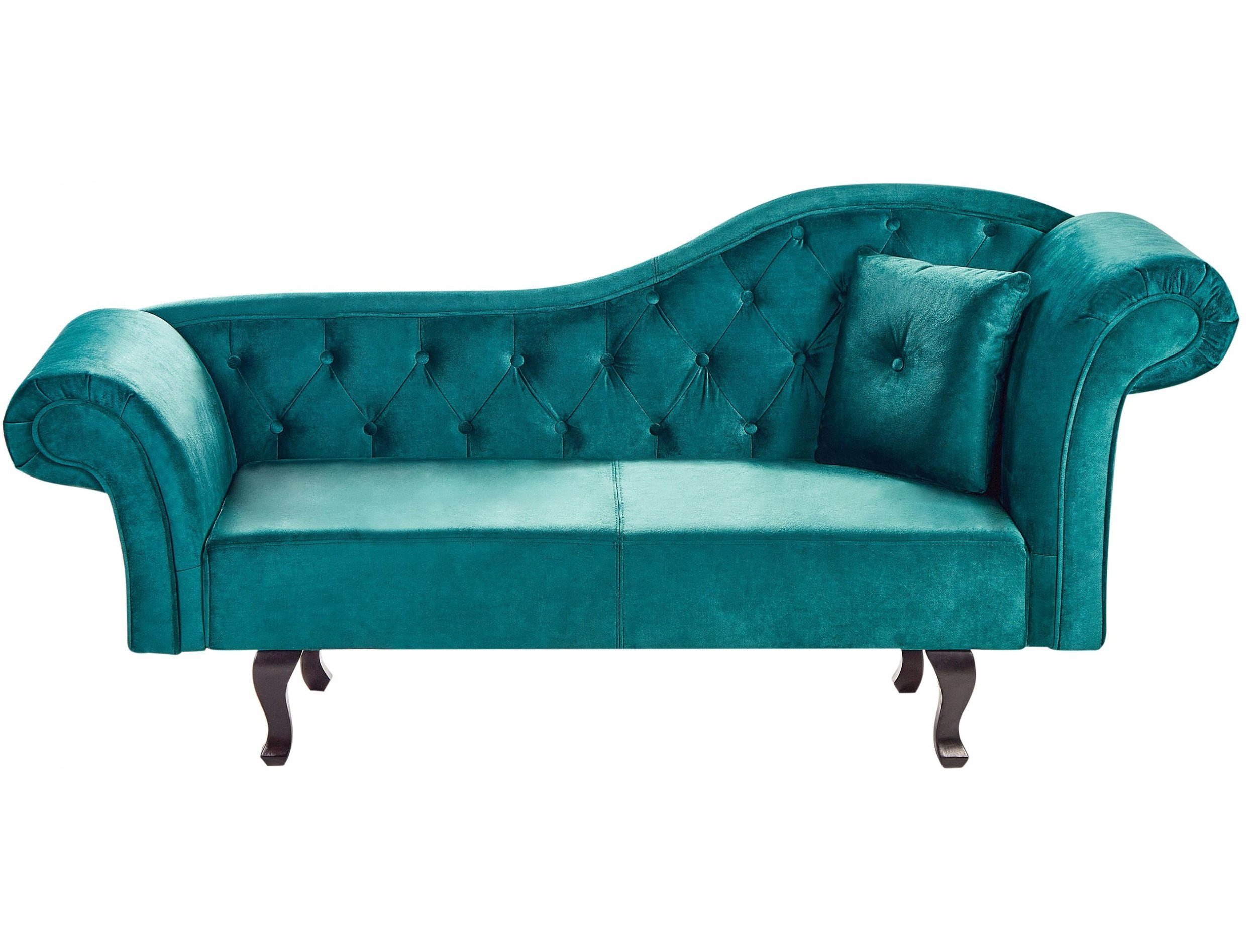 Szezlong welurowy prawostronny zielony LATTES II