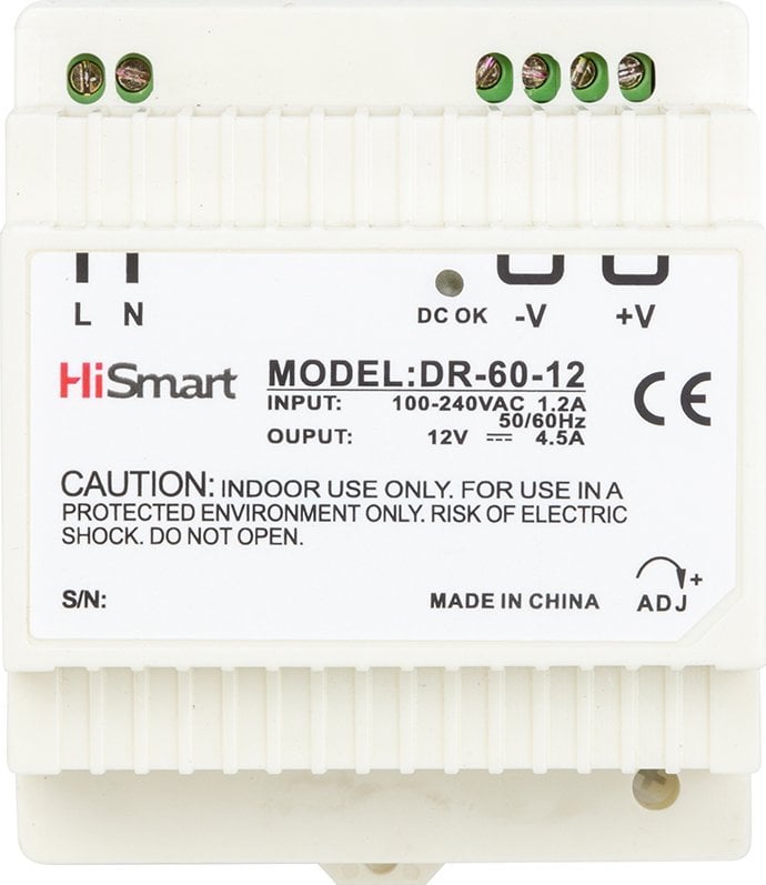 Zasilacz Hismart Maitinimo šaltinis 12V, 4.5A, 60W, DIN