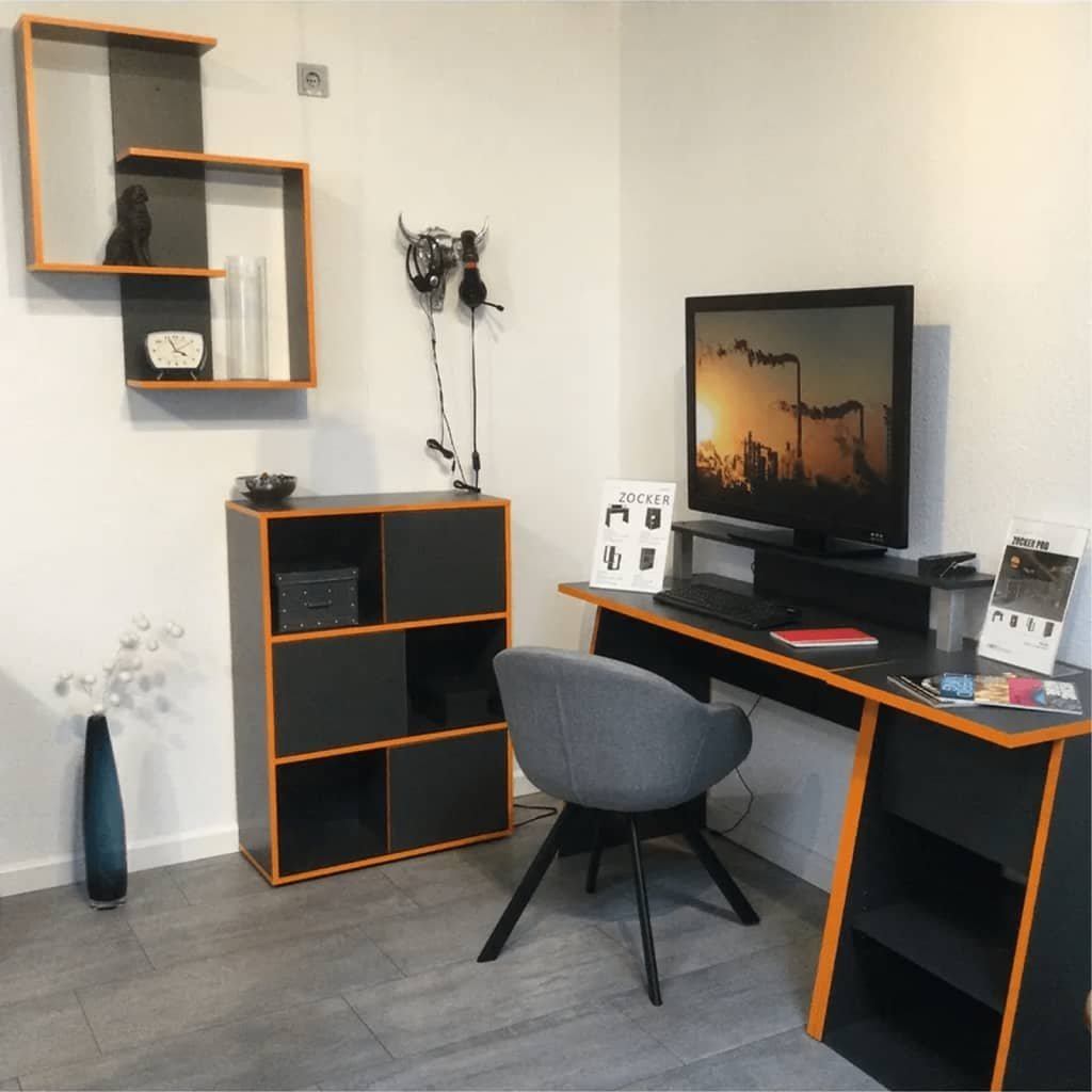 FMD FMD Regał z 3 otwartymi przegródkami, 68,5x33x99 cm, antracytowy