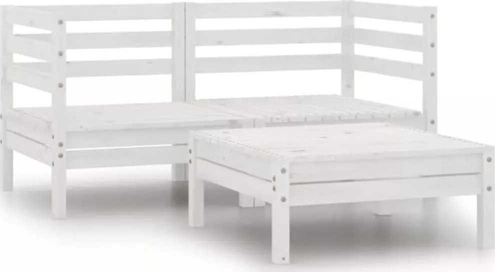 vidaXL 3-cz. zestaw wypoczynkowy do ogrodu, drewno sosnowe, biały