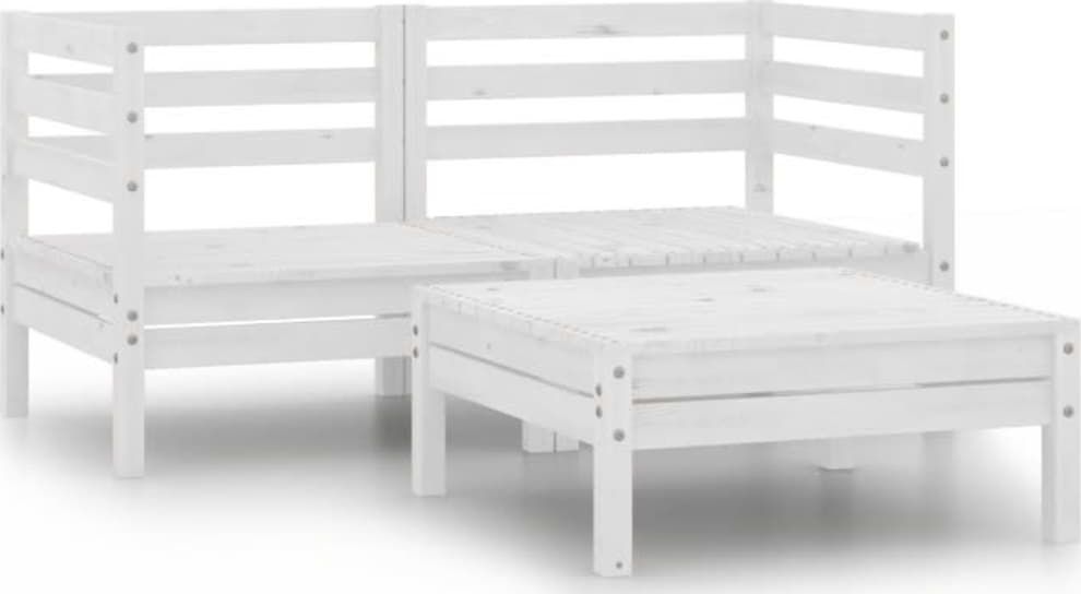 vidaXL 3-cz. zestaw wypoczynkowy do ogrodu, drewno sosnowe, biały