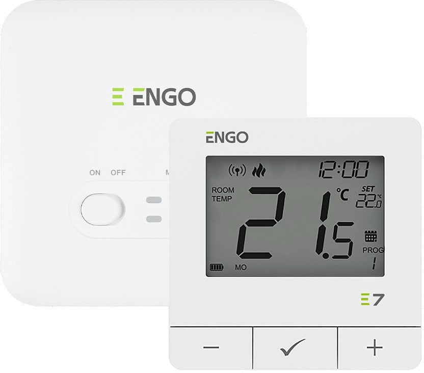 ENGO Controls E7-RFW - Programowany, bezprzewodowy regulator temperatury, biały