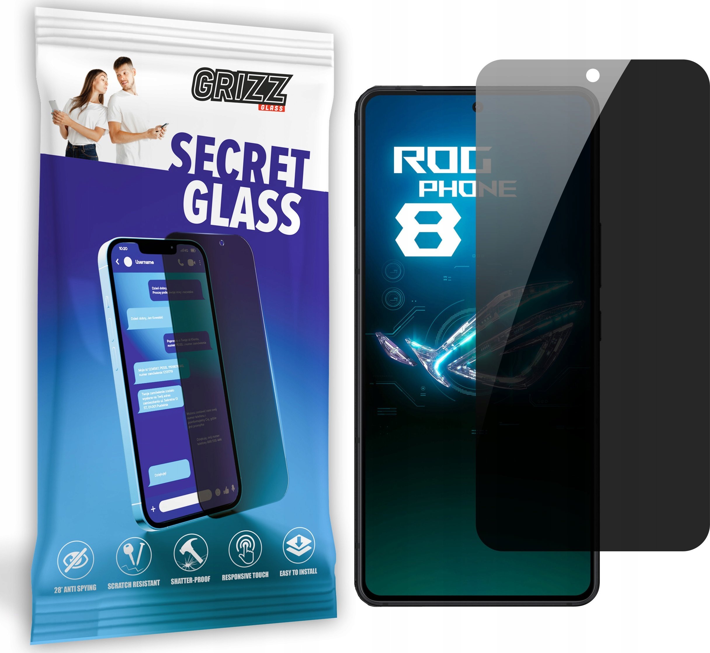 GrizzGlass Szkło prywatyzujące GrizzGlass SecretGlass do Asus ROG Phone 8