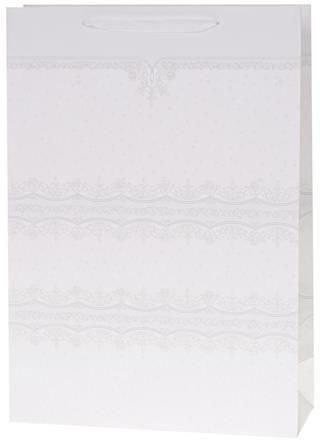Torebka Lux 14,5x15x6,5cm brokat biała ROZETTE