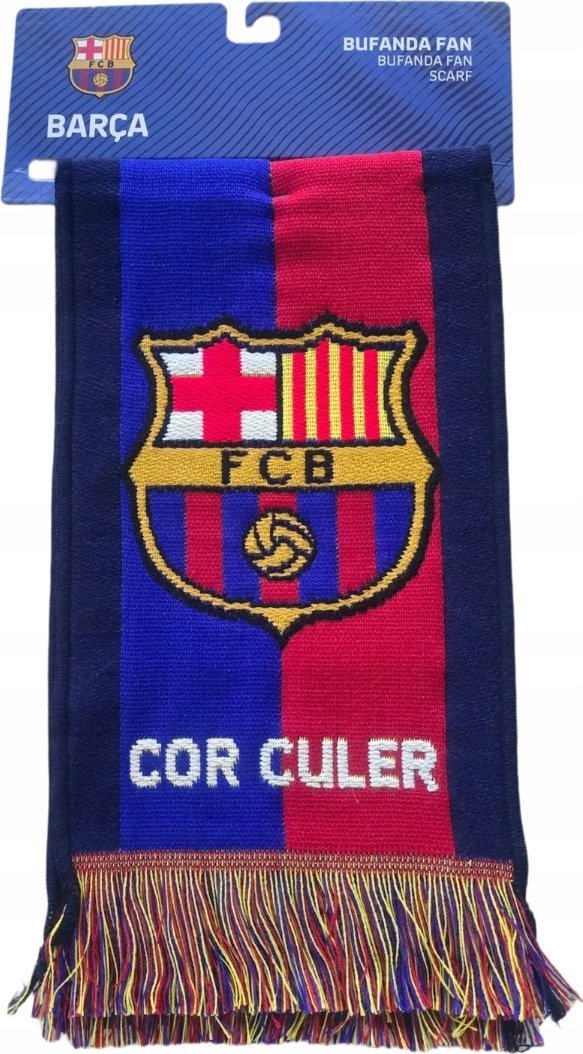 Szalik Piłkarski FC Barcelona BARCA CAMP NOU Tkany z Frędzlami 140x20