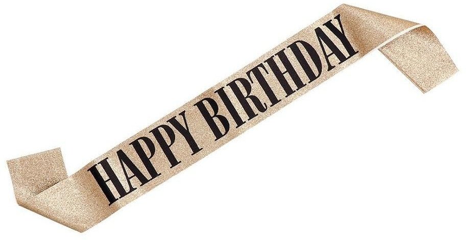 Guld Happy Birthday skærf