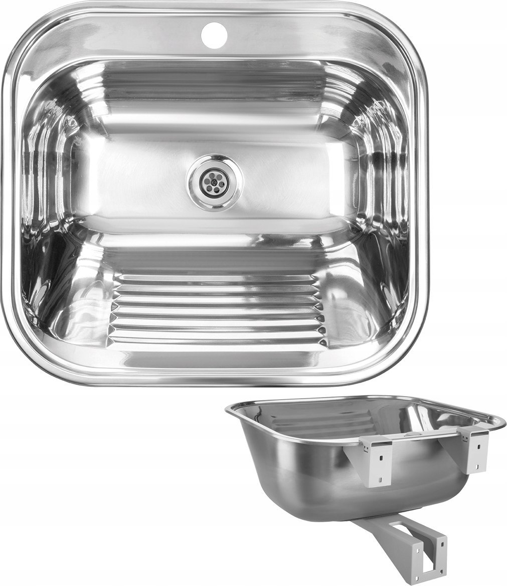 Zlewozmywak SKN_090D / KUCHINOX / CHIOS / ZLEW/KOMORA GOSPODARCZA STAL 55X50CM Z OTWOREM NA BAT + SYFON + MOCOWANIA ( CZZS032K ) /