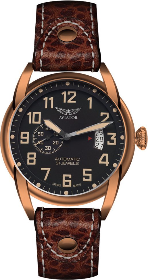Zegarek Aviator Zegarek męski Aviator V.3.18.8.162.4 brązowy