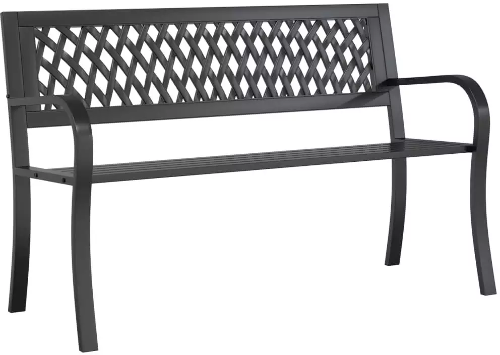 Ławka ogrodowa, czarna, 120 cm, stalowa
