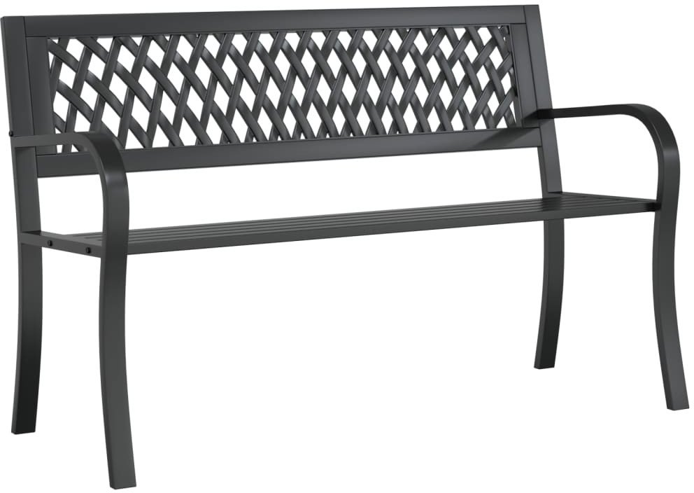 Ławka ogrodowa, czarna, 120 cm, stalowa