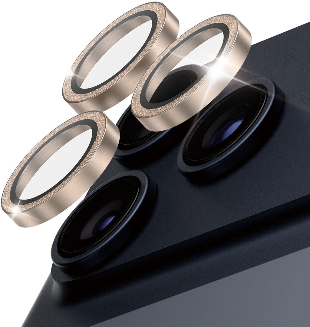 PanzerGlass ® Hoops® Glitter Gold Camera Lens Protector iPhone 17 Pro | iPhone 17 Pro Max | iPhone 16 Pro | 16 Pro Max Przezroczysta ochrona ekranu Ap