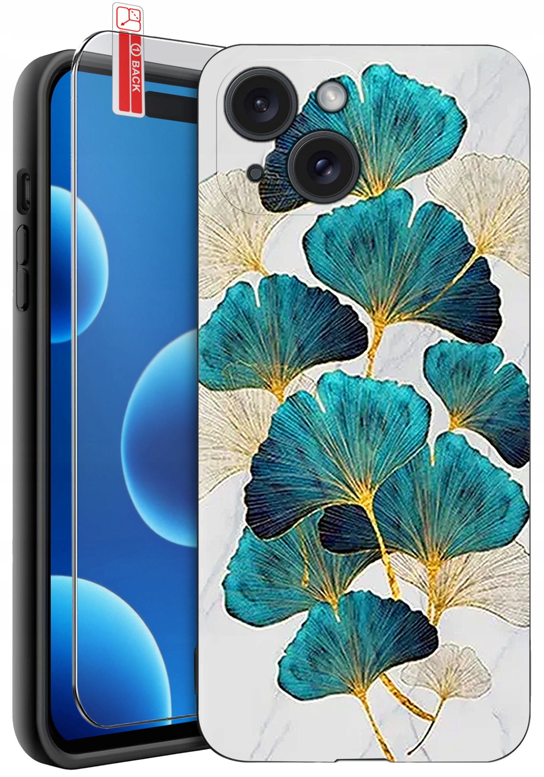 ETUI do iPhone 15 | WZORY | SILIKONOWE MATT CASE + SZKŁO 9H