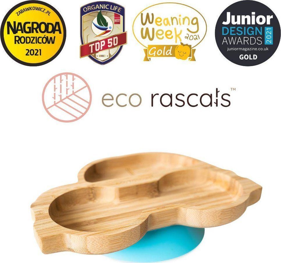 ECO RASCALS ECORASCALS Miseczka Bambusowa Autko niebieska zprzyssawką one size