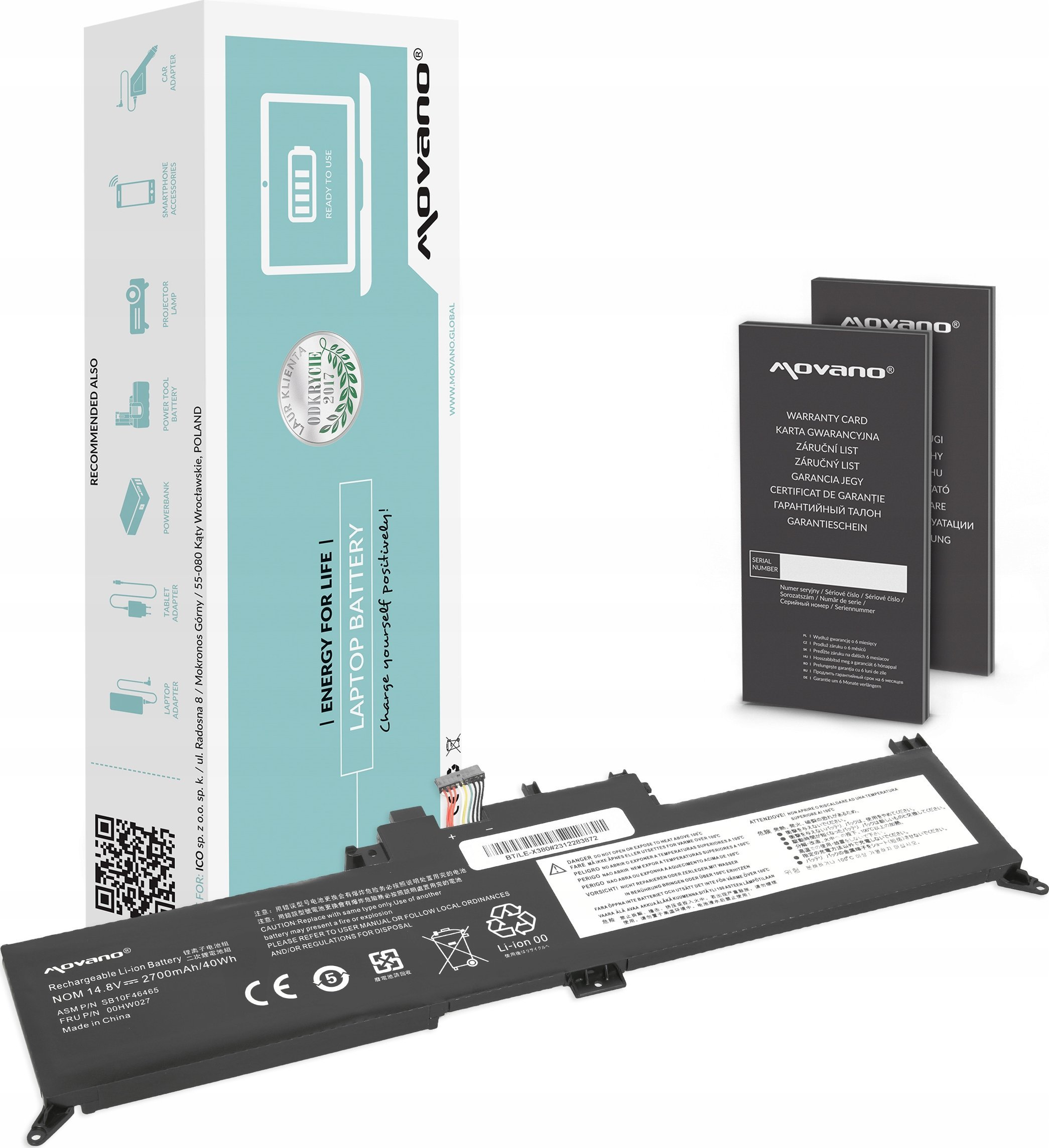 Bateria Movano Bateria 00HW027 01AV434 do Lenovo ThinkPad Yoga 260 370 X380