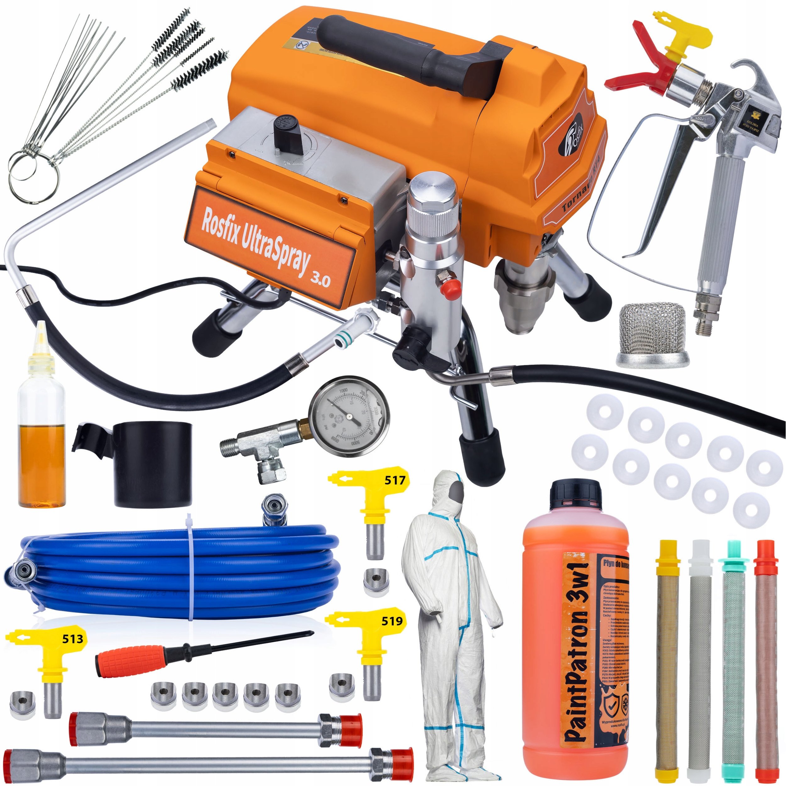 MEGA ZESTAW PROFESJONALNY AGREGAT MALARSKI 3000W ROSFIX TORNADO RT4 HQ