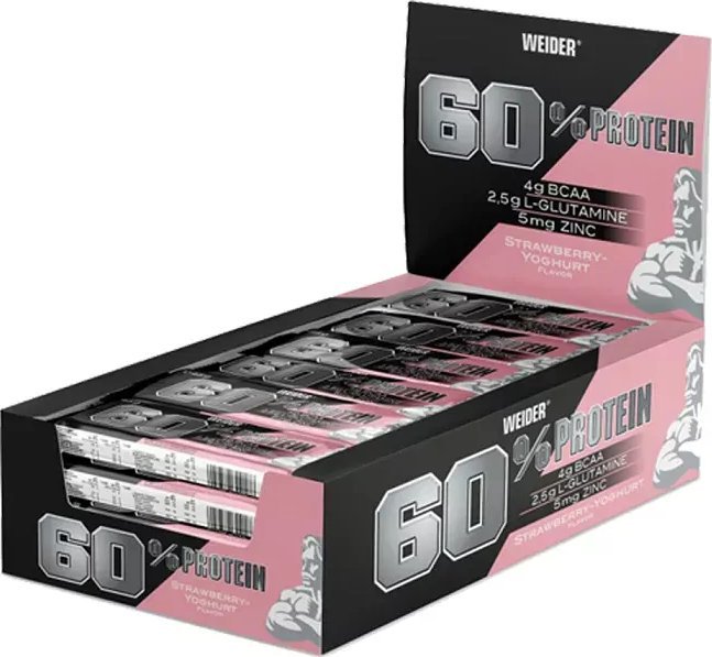 Weider Weider - 60% Protein Bar, Strawberry-Yoghurt, 24 batony