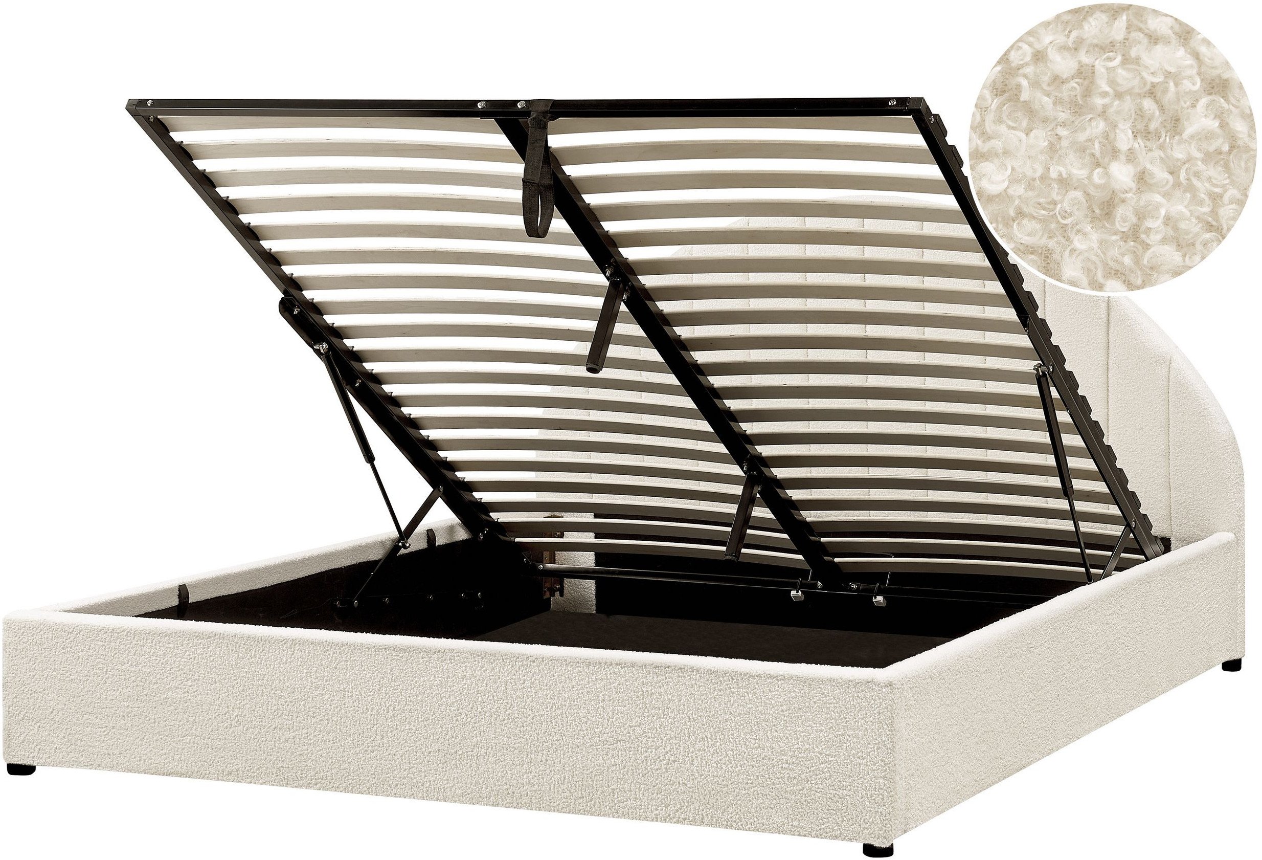 Łóżko z pojemnikiem Boucle CHADENET 160 x 200 cm Złamana biel