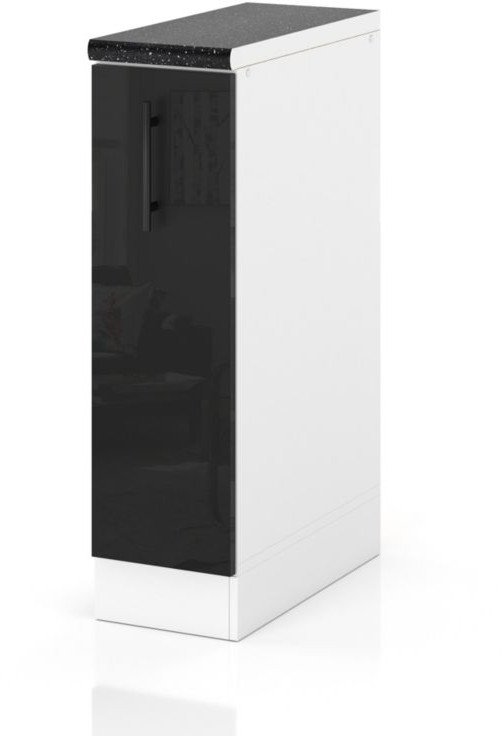 Szafka Kuchenna Stojąca Z Blatem Modułowa 15cm Spremium Czarny Połysk