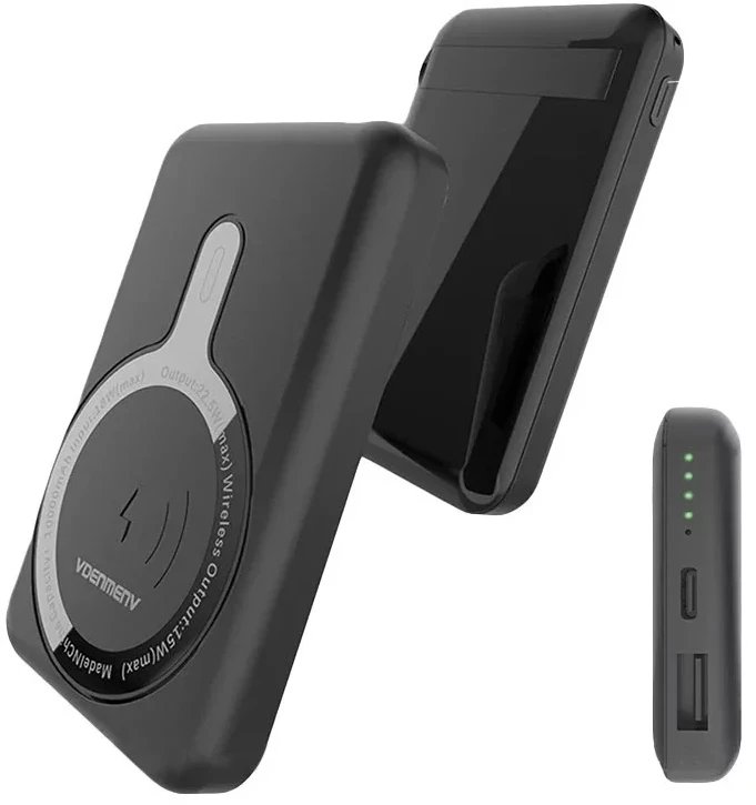 Powerbank Denmen PD+ MagSafe 10000mAh 15W Bezprzewodowy Czarny