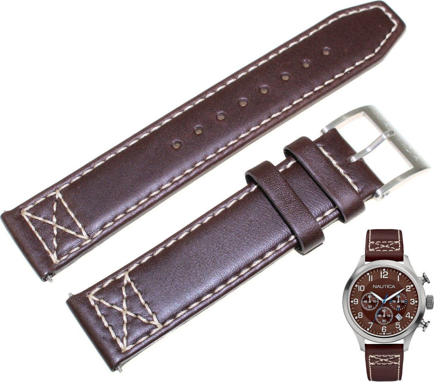 Nautica Skórzany pasek do zegarka Nautica A14697G 20 mm