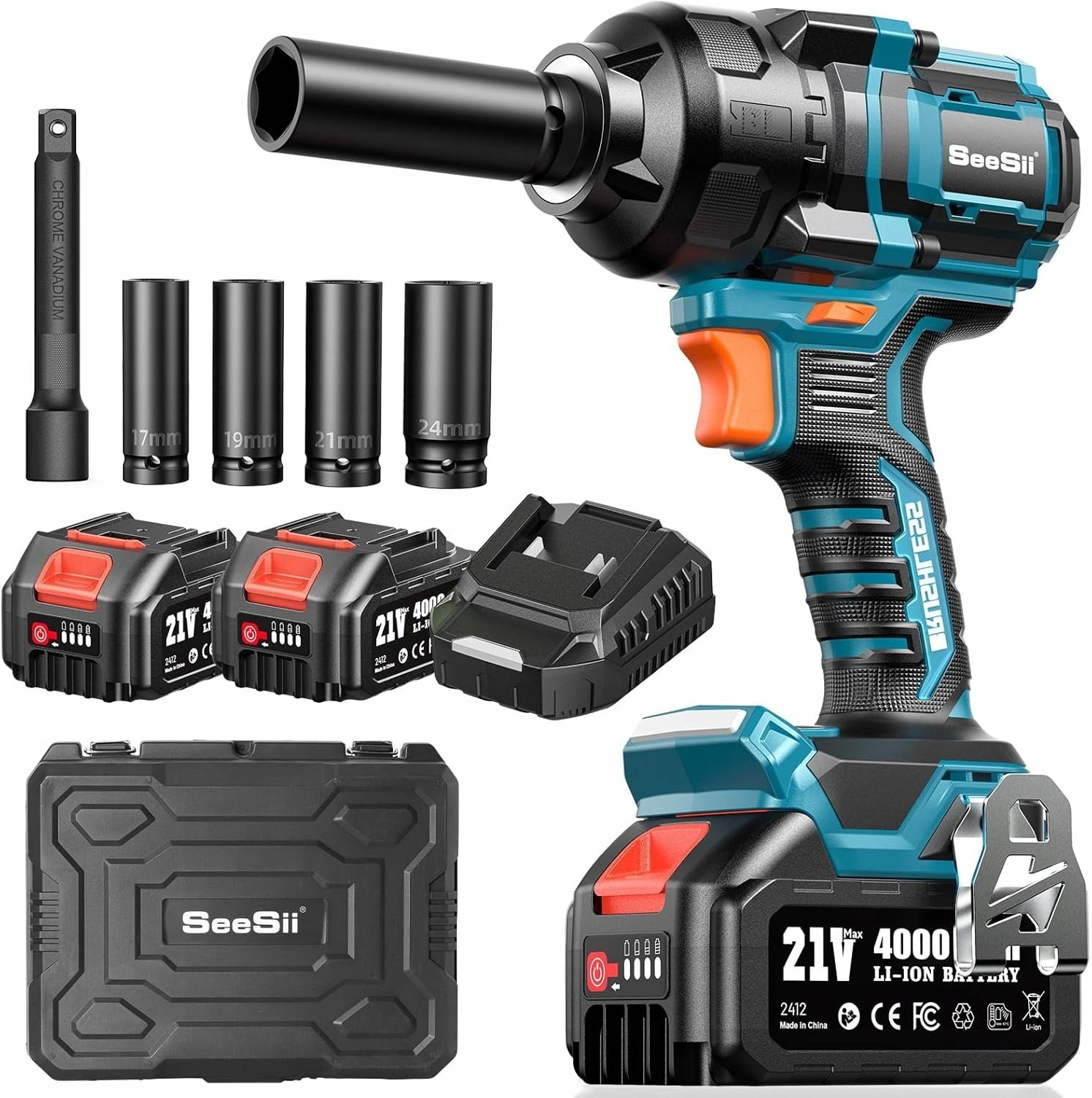 Zestaw Seesii WH1200P Wkrętarka udarowa 1200Nm 900 FT-LBS 2400 RPM 1/2