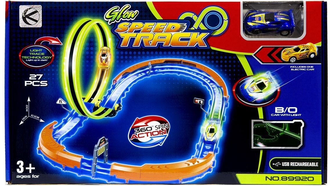 Tor samochodowy świecący w ciemności