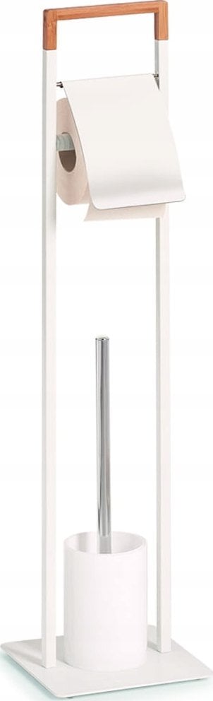 Zeller Stojak łazienkowy na szczotkę WC, komplet 2 w 1, biały, ZELLER