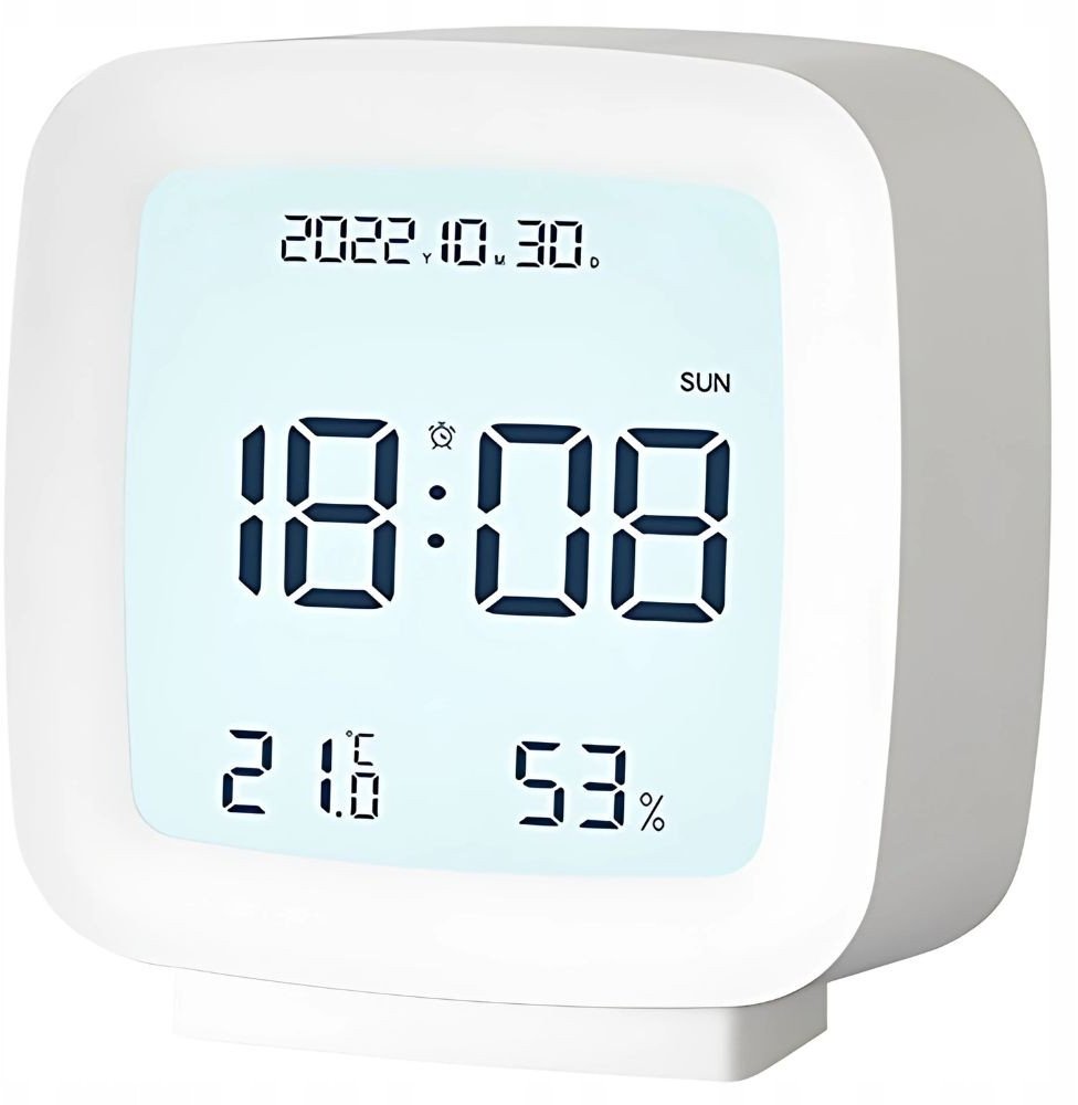 Zegar budzik z datą i temperaturą z funkcją drzemki lcd wilgoć w powietrzu