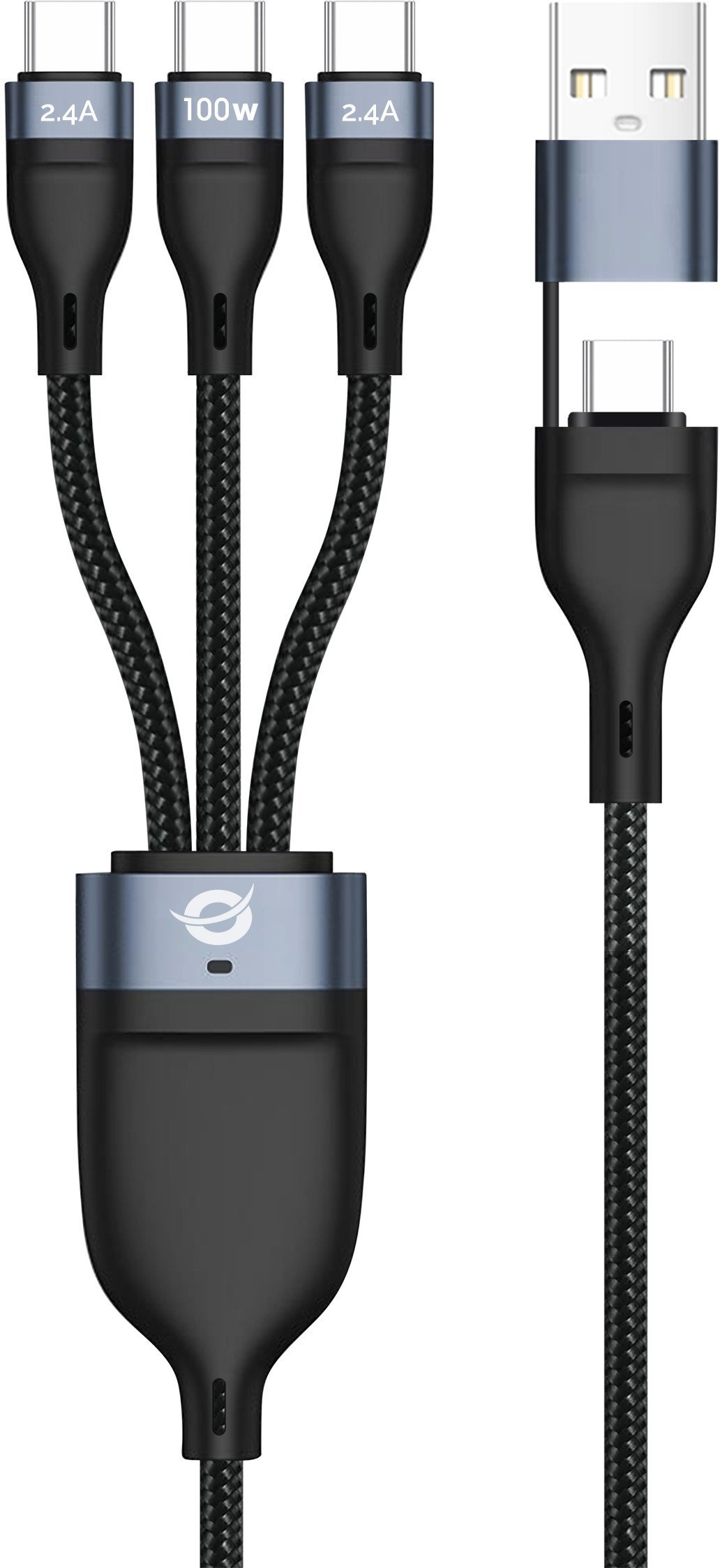 Kabel USB Conceptronic USB-A + USB-C - 3x USB-C 1.5 m Czarny (ETTA06B15C)