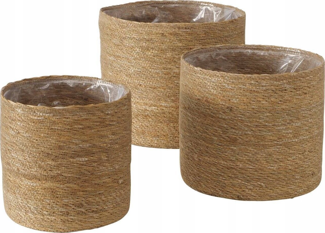 Boltze Komplet trzech osłonek na doniczkę, trawa morska, SOPHY