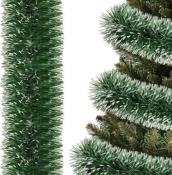 Springos Łańcuch na choinkę 3m zielono-biały, girlanda choinkowa, średnica 10cm UNIWERSALNY